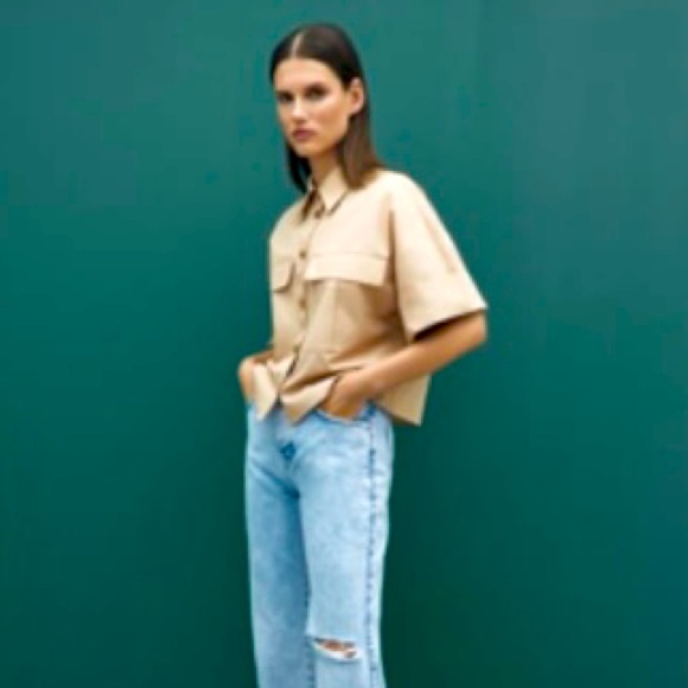 Zara poplin shirt beige